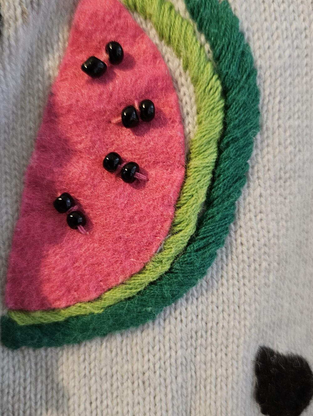 Vintage Michael Simon White Short-Sleeve Watermelon Print Button Cardigan - Picture 4 of 9